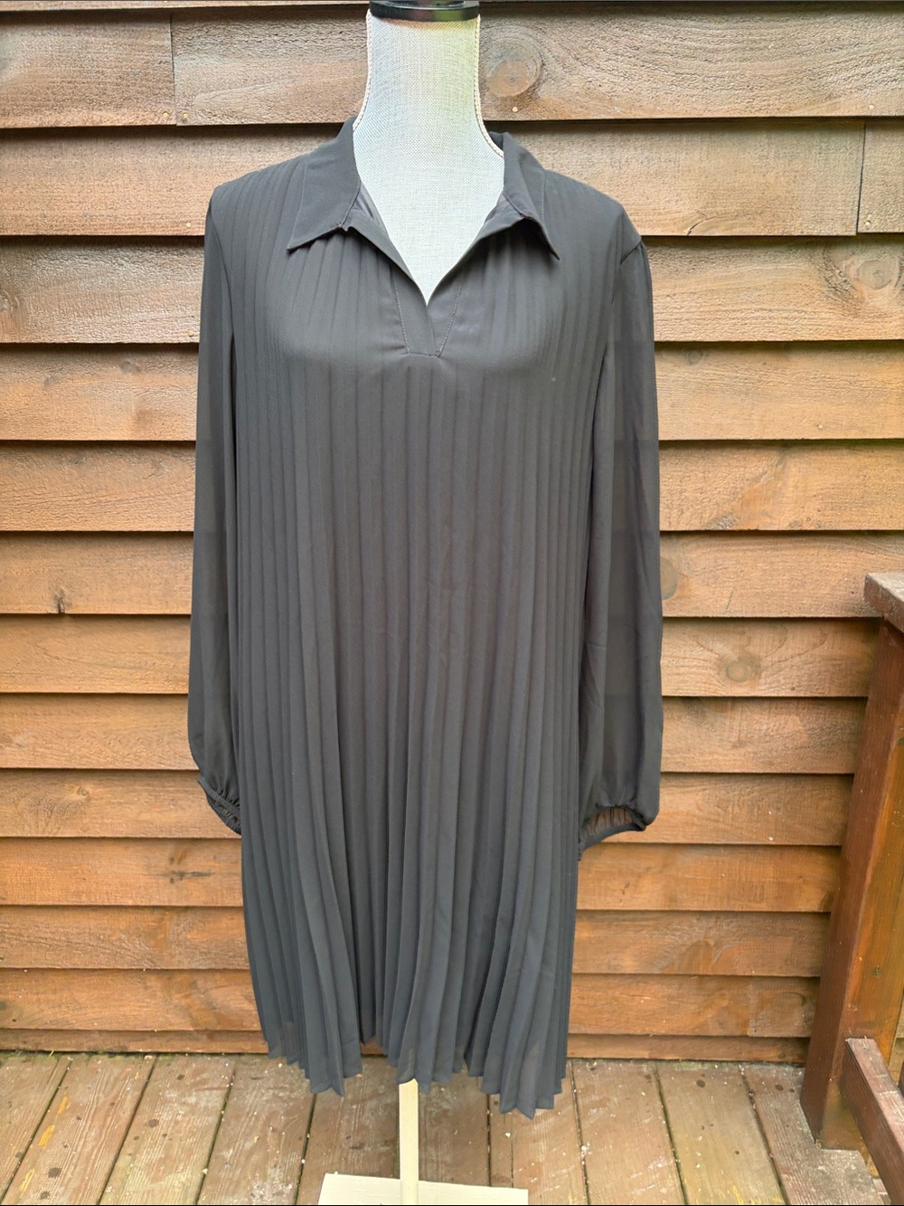 Nine West Black Pleated Tunic Dress